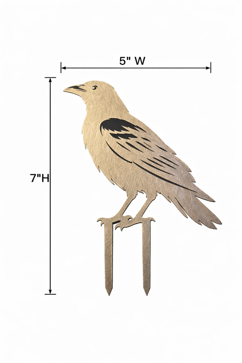Laser Cut Metal Crow Flower Pot Ornament – Handmade Garden Stake Decoration